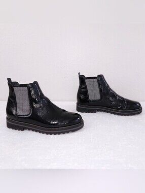 PAUL GREEN Balboa Chelsea Boot Patent Leather Crinkle Ankle Bootie US 7.5